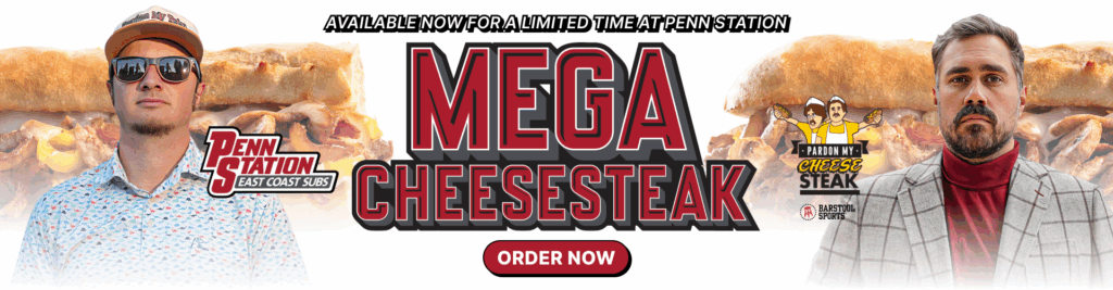 Mega Cheesesteak available now for a limited time at Penn Station. Order now.